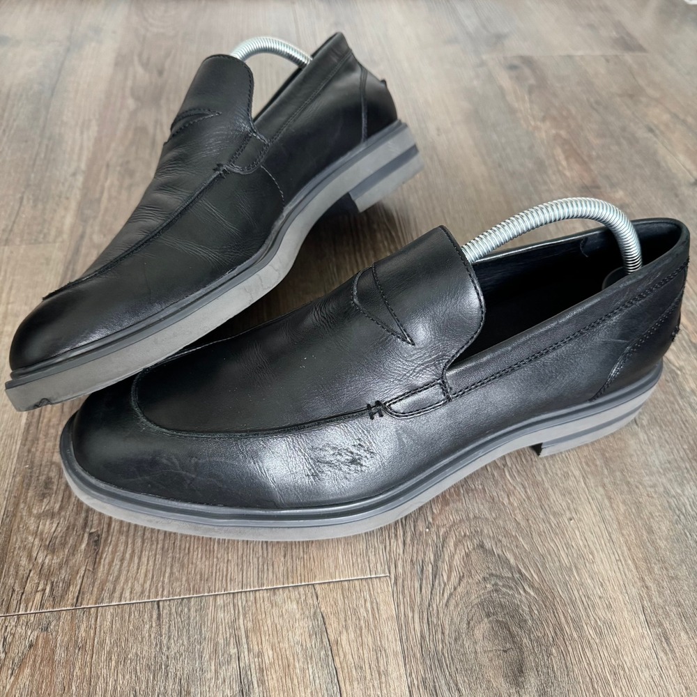 Donald Pliner Edwyn Mens Black Leather Penny Loafers Size 10.5 M Slip On Shoes